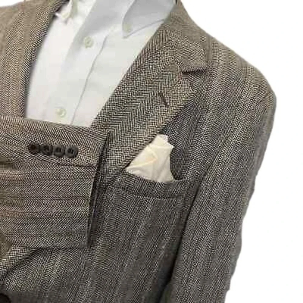 Christian Brooks Tan Blazer Size 46R Pure Silk‎ Luxury Khaki Sport Coat Jacket